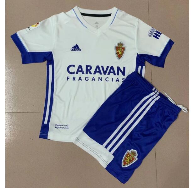 Kids Real Zaragoza Home Soccer Shirt With Shorts 2020/21